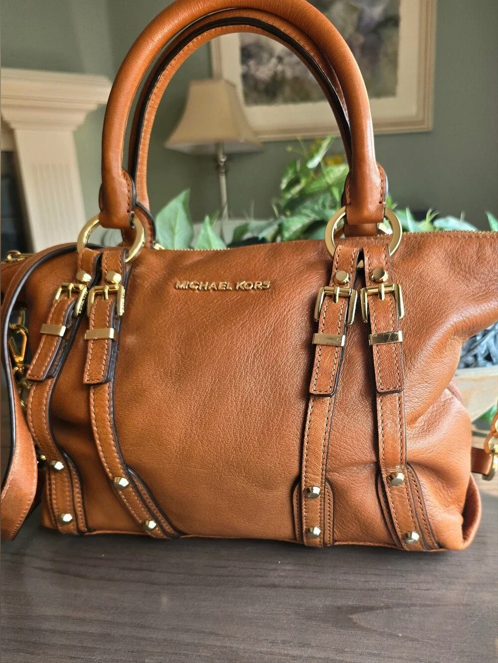 Michael Kors Medium Leigh Vintage Leather Satchel / Crossbody